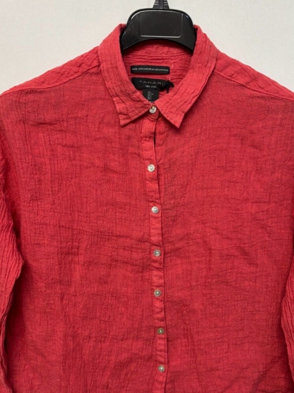 Tahari Women’s red  Button-Down Linen Shirt